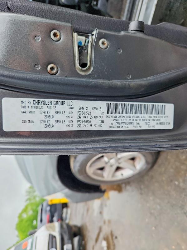 53418006 :رقم المزاد ، 1C6RD7FT2CS343530 vin ، 2012 Dodge Ram 1500 مزاد بيع