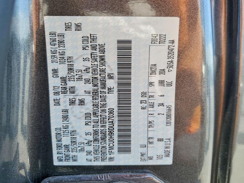 Продажа на аукционе авто 2013 Ford Escape, vin: 1FMCU0H96DUA70360, номер лота: 51636076