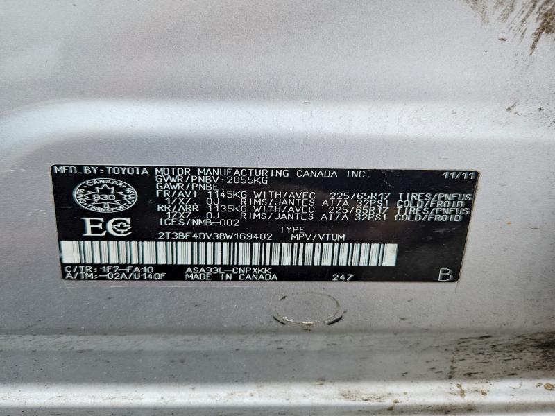 52551426 :رقم المزاد ، 2T3BF4DV3BW169402 vin ، 2011 Toyota Rav4 مزاد بيع