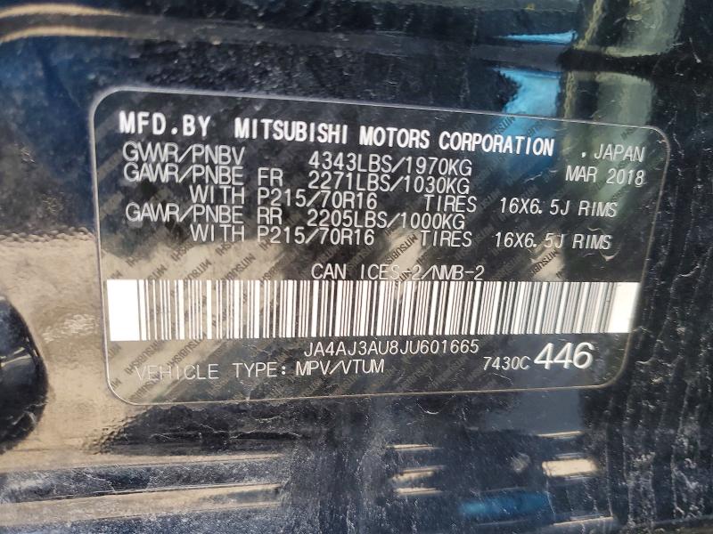 54848076 :رقم المزاد ، JA4AJ3AU8JU601665 vin ، 2018 Mitsubishi Rvr مزاد بيع