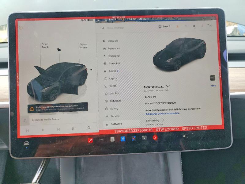 2025 Tesla Model Y მანქანა იყიდება აუქციონზე, vin: 7SAYGDED3SF306070, აუქციონის ნომერი: 52268646