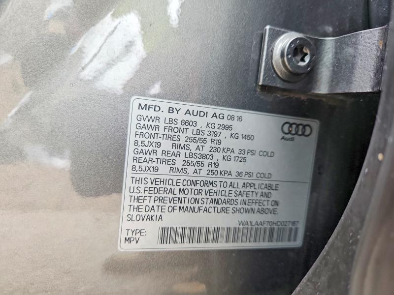 2017 Audi Q7 მანქანა იყიდება აუქციონზე, vin: WA1LAAF70HD027167, აუქციონის ნომერი: 54268896