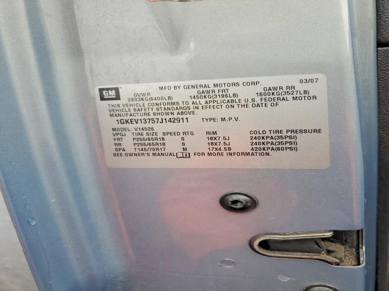 Продажа на аукционе авто 2007 Gmc Acadia, vin: 1GKEV13757J142911, номер лота: 52962096