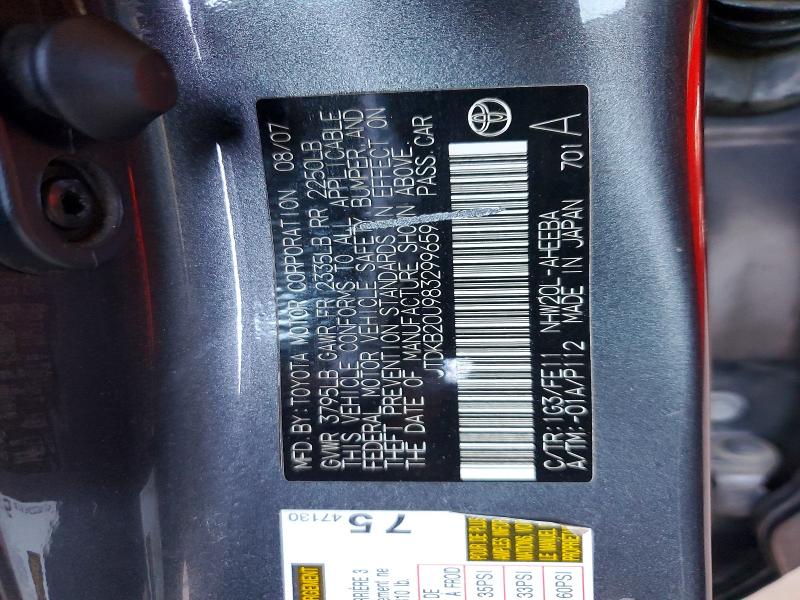 54530266 :رقم المزاد ، JTDKB20U983299659 vin ، 2008 Toyota Prius مزاد بيع