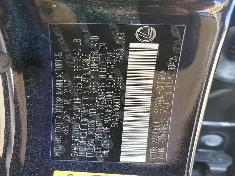 52604416 :رقم المزاد ، 58ABK1GG6HU075399 vin ، 2017 Lexus Es مزاد بيع