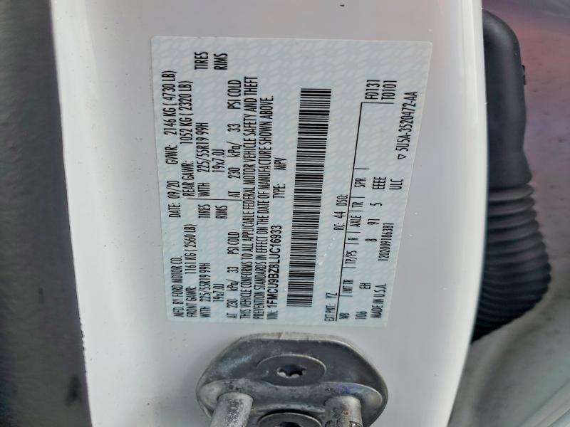 46780096 :رقم المزاد ، 1FMCU9BZ8LUC16933 vin ، 2020 Ford Escape مزاد بيع