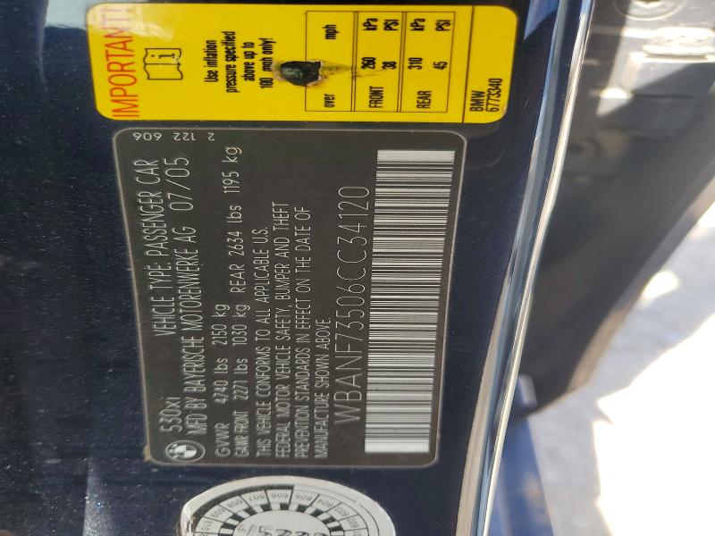 Продажа на аукционе авто 2006 Bmw 530, vin: WBANF73506CC34120, номер лота: 54477896