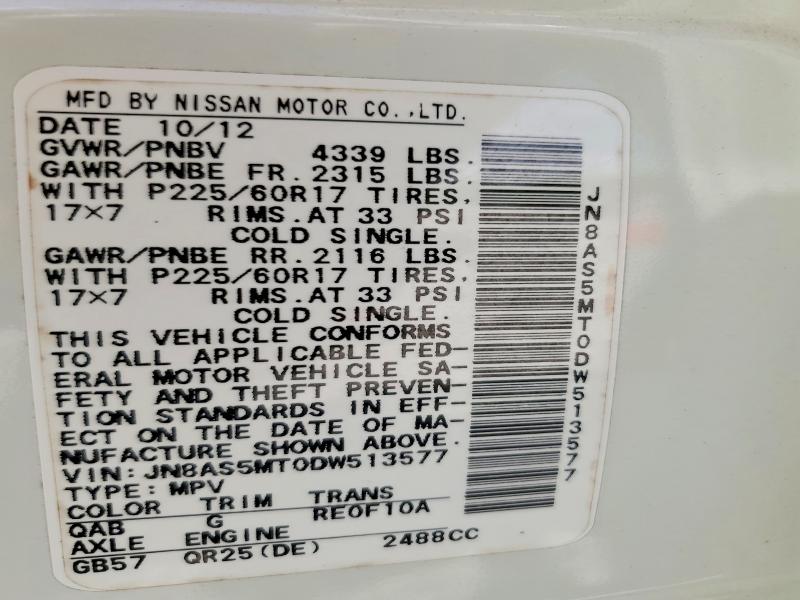Aukcja sprzedaży 2013 Nissan Rogue, vin: JN8AS5MT0DW513577, numer aukcji: 53334646