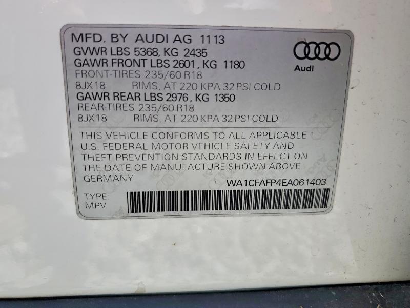 2014 Audi Q5 მანქანა იყიდება აუქციონზე, vin: WA1CFAFP4EA061403, აუქციონის ნომერი: 55162016