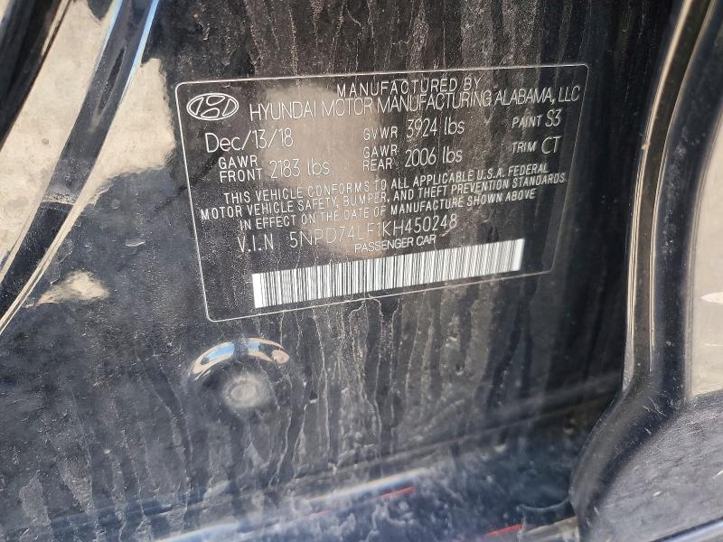 Aukcja sprzedaży 2019 Hyundai Elantra, vin: 5NPD74LF1KH450248, numer aukcji: 53235106