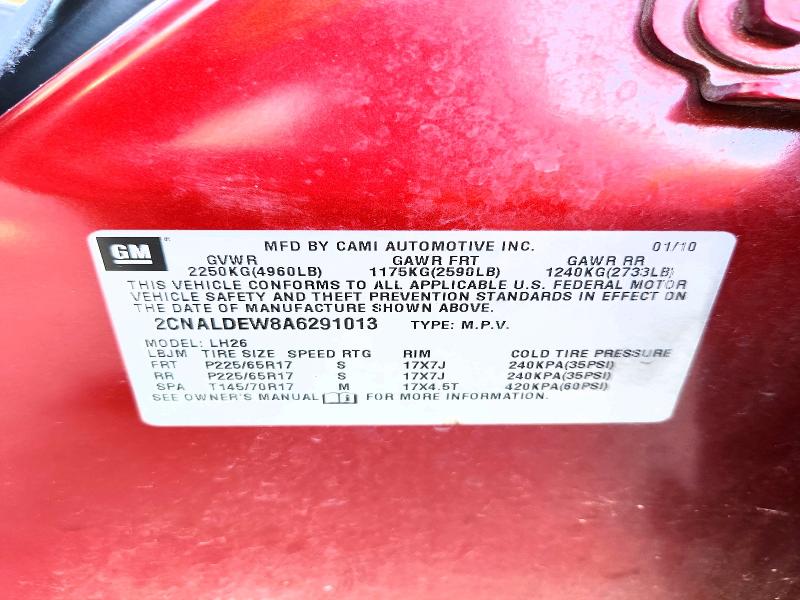 Продаж на аукціоні авто 2010 Chevrolet Equinox, vin: 2CNALDEW8A6291013, номер лоту: 53023616