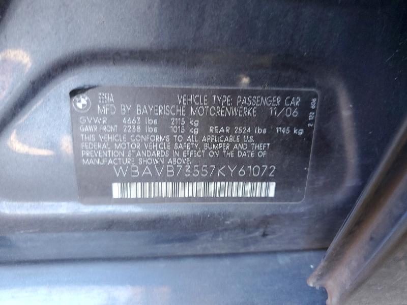 Продажа на аукционе авто 2007 Bmw 335, vin: WBAVB73557KY61072, номер лота: 54354946