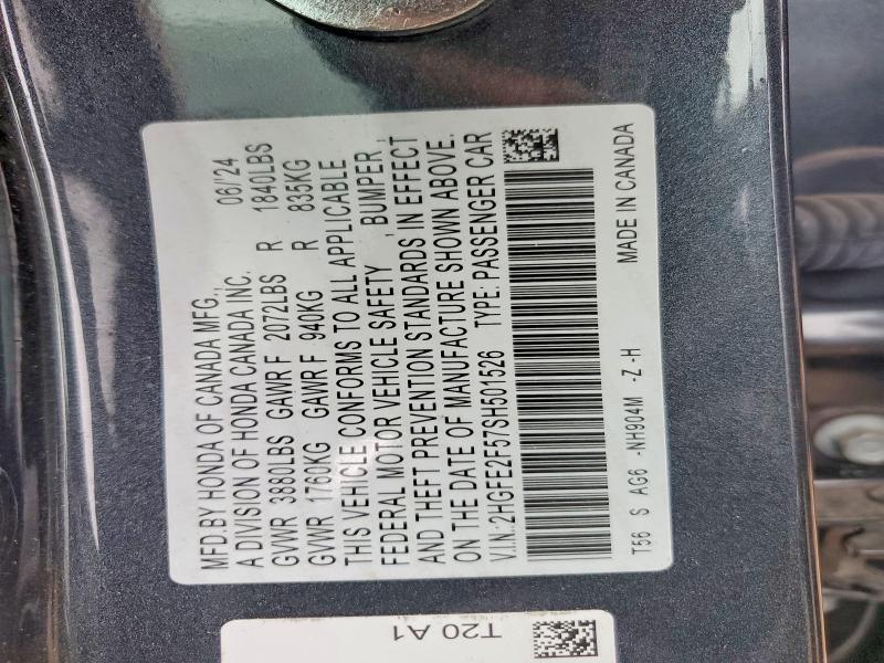Продажа на аукционе авто 2025 Honda Civic, vin: 2HGFE2F57SH501526, номер лота: 53465886