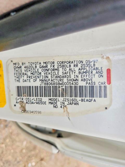 Продаж на аукціоні авто 1998 Lexus Gs 300, vin: JT8BD68S8W0005430, номер лоту: 52872176