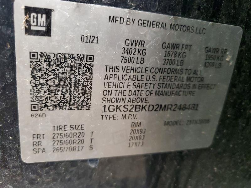 Продажа на аукционе авто 2021 Gmc Yukon, vin: 1GKS2BKD2MR248481, номер лота: 51798916