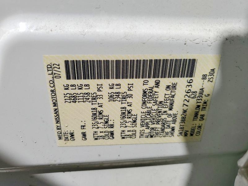 2022 Nissan Rogue მანქანა იყიდება აუქციონზე, vin: 5N1BT3BB2NC722636, აუქციონის ნომერი: 52934126