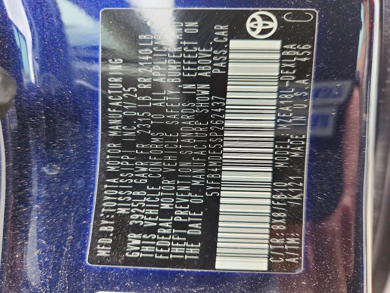 Продаж на аукціоні авто 2025 Toyota Corolla, vin: 5YFB4MDE5SP262437, номер лоту: 52758996