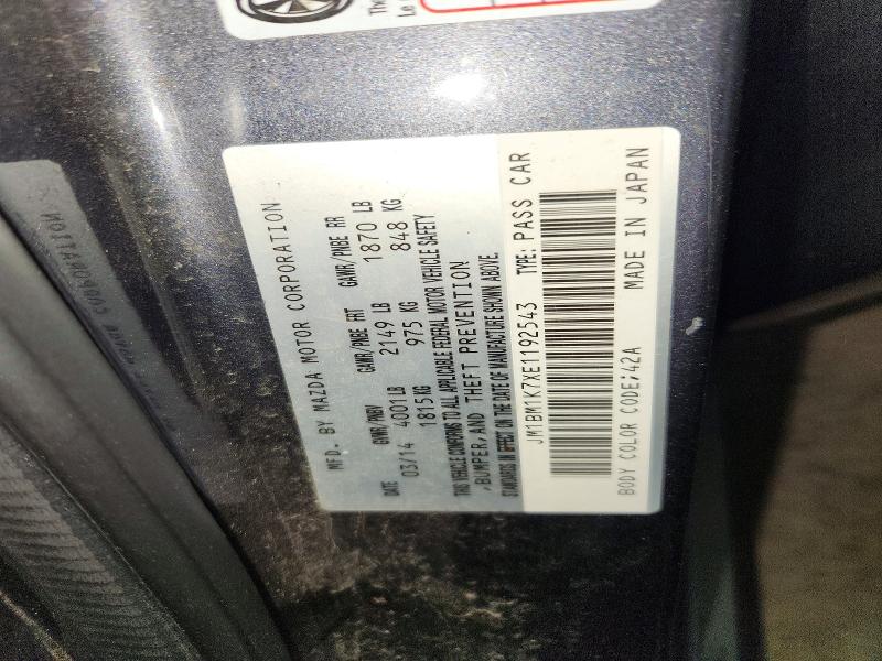 2014 Mazda Mazda3 მანქანა იყიდება აუქციონზე, vin: JM1BM1K7XE1192543, აუქციონის ნომერი: 52943346
