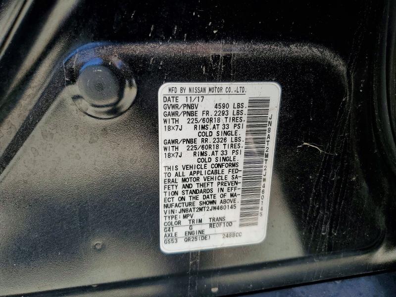 2018 Nissan Rogue მანქანა იყიდება აუქციონზე, vin: JN8AT2MT2JW460145, აუქციონის ნომერი: 53259466