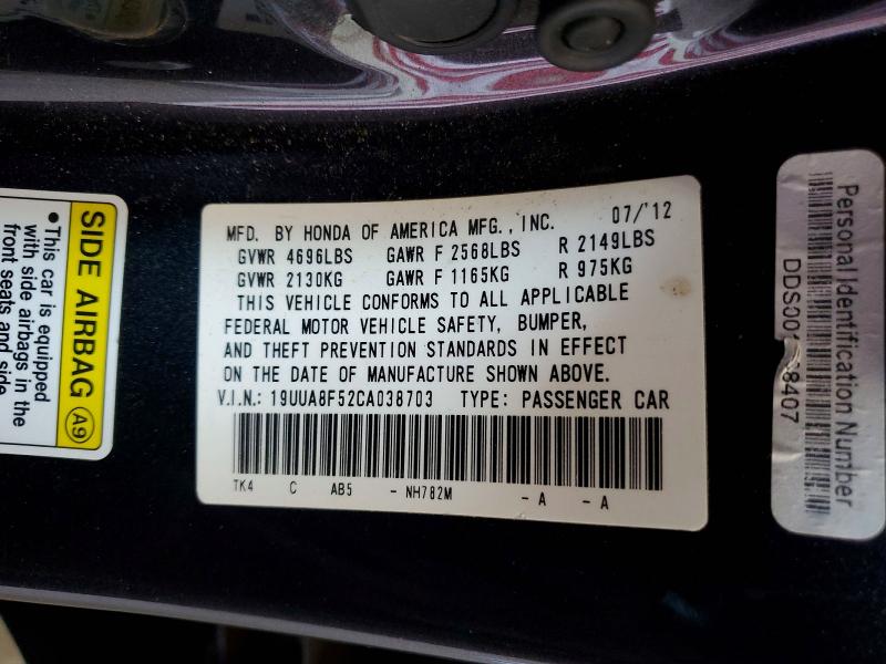 2012 Acura Tl მანქანა იყიდება აუქციონზე, vin: 19UUA8F52CA038703, აუქციონის ნომერი: 53835556