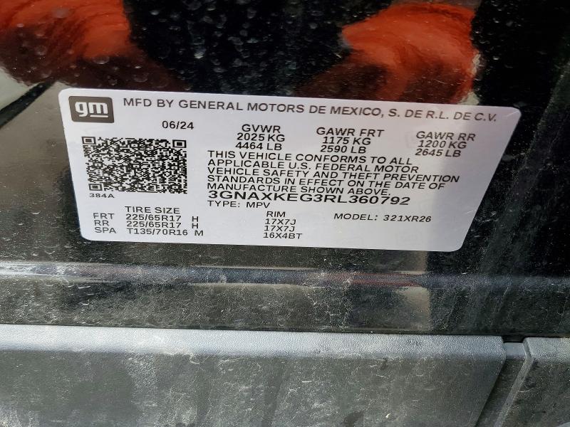 Продаж на аукціоні авто 2024 Chevrolet Equinox, vin: 3GNAXKEG3RL360792, номер лоту: 52432796