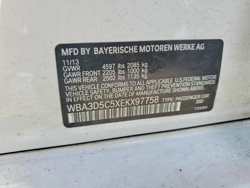 2014 Bmw 328 მანქანა იყიდება აუქციონზე, vin: WBA3D5C5XEKX97758, აუქციონის ნომერი: 54426376