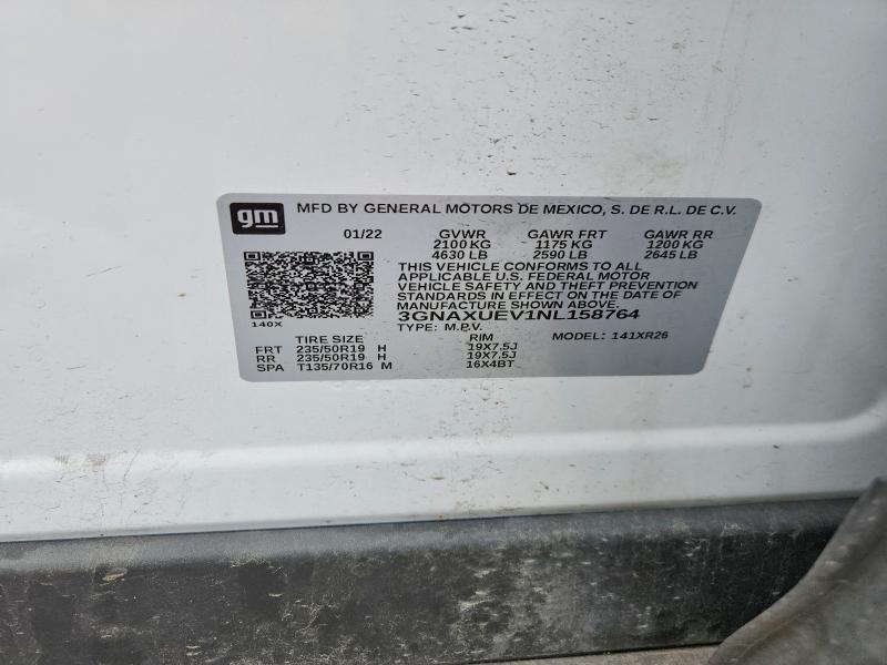 Продажа на аукционе авто 2022 Chevrolet Equinox, vin: 3GNAXUEV1NL158764, номер лота: 52342446
