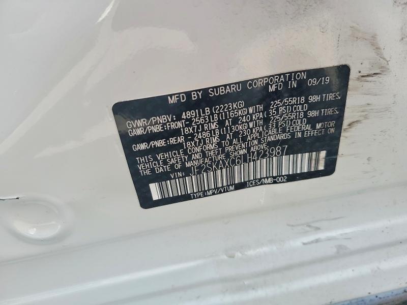 Aukcja sprzedaży 2020 Subaru Forester, vin: JF2SKAXC6LH423987, numer aukcji: 53009816