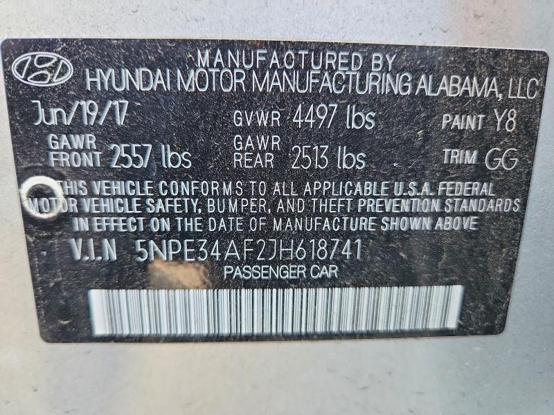 Продаж на аукціоні авто 2018 Hyundai Sonata, vin: 5NPE34AF2JH618741, номер лоту: 55619916