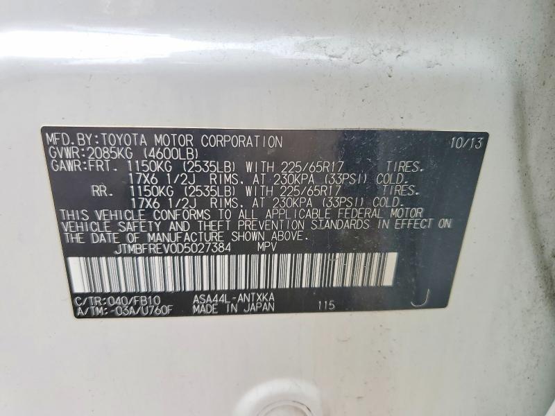 54483776 :رقم المزاد ، JTMBFREV0D5027384 vin ، 2013 Toyota Rav4 مزاد بيع