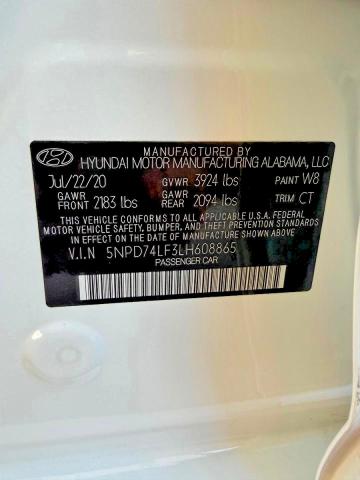 Aukcja sprzedaży 2020 Hyundai Elantra, vin: 5NPD74LF3LH608865, numer aukcji: 55100106