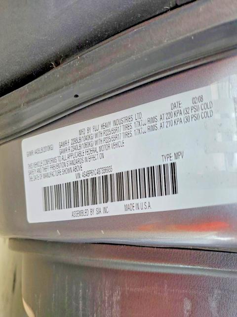 52289826 :رقم المزاد ، 4S4BP61C487356935 vin ، 2008 Subaru Outback مزاد بيع