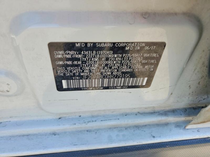 52877286 :رقم المزاد ، JF2GPABC0HH279195 vin ، 2017 Subaru Crosstrek مزاد بيع