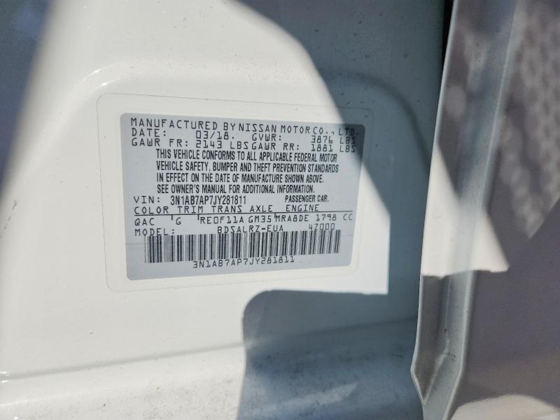 Aukcja sprzedaży 2018 Nissan Sentra, vin: 3N1AB7AP7JY281811, numer aukcji: 52218116