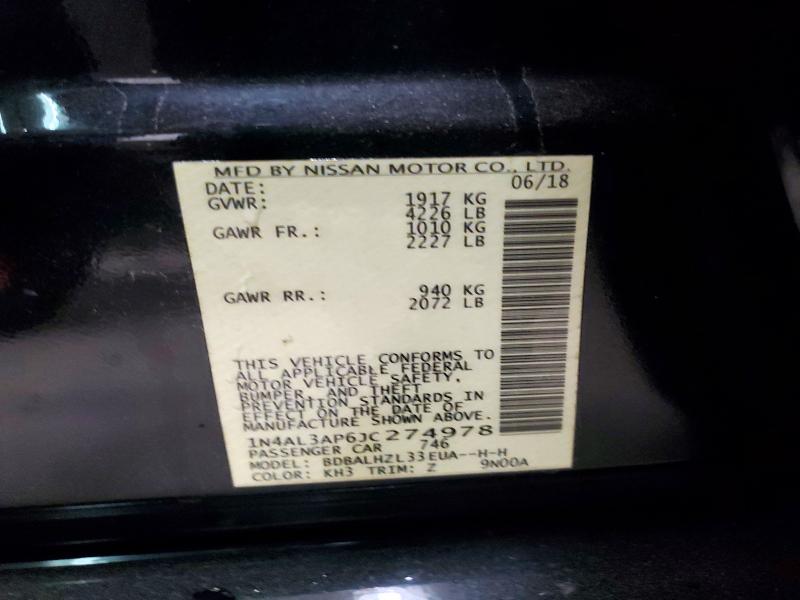 52213946 :رقم المزاد ، 1N4AL3AP6JC274978 vin ، 2018 Nissan Altima مزاد بيع