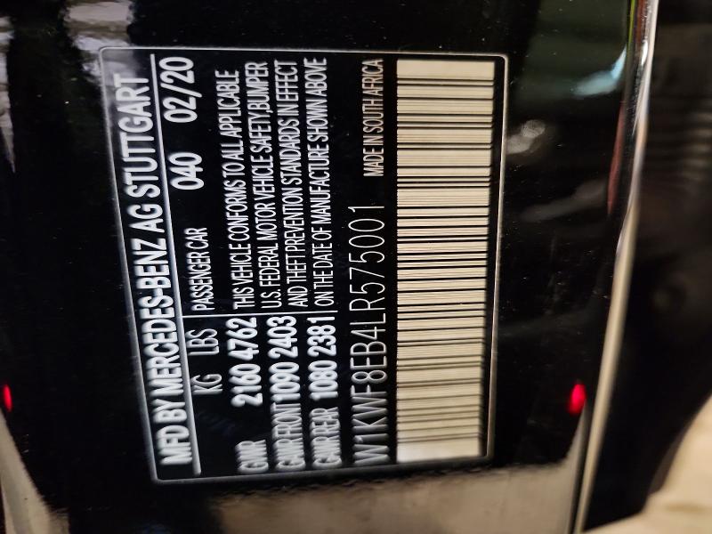 54876946 :رقم المزاد ، W1KWF8EB4LR575001 vin ، 2020 Mercedes-benz C مزاد بيع