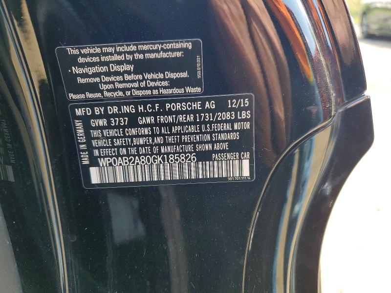 Aukcja sprzedaży 2016 Porsche Cayman, vin: WP0AB2A80GK185826, numer aukcji: 53161356