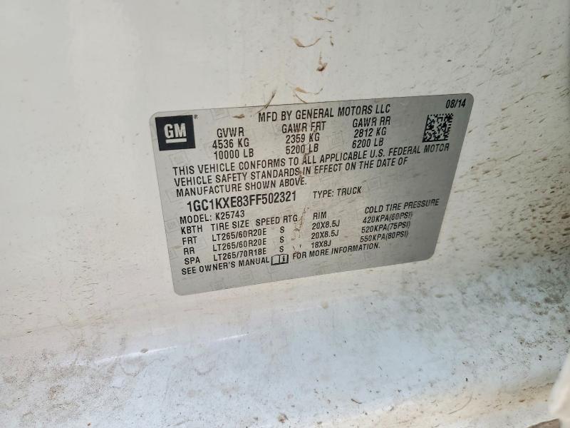 Продажа на аукционе авто 2015 Chevrolet Silverado, vin: 1GC1KXE83FF502321, номер лота: 54834656