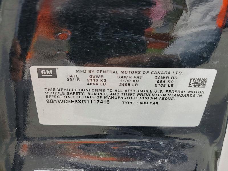 Aukcja sprzedaży 2016 Chevrolet Impala Limited, vin: 2G1WC5E3XG1117416, numer aukcji: 52160586