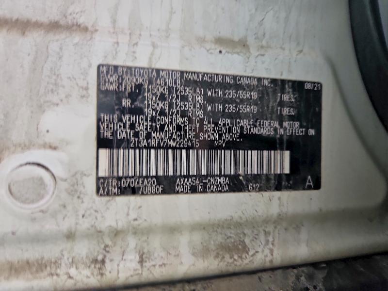 54851726 :رقم المزاد ، 2T3A1RFV7MW229415 vin ، 2021 Toyota Rav4 مزاد بيع