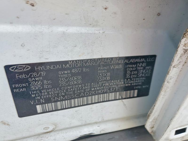 Продажа на аукционе авто 2019 Hyundai Santa Fe, vin: 5NMS5CAD2KH095371, номер лота: 53263356