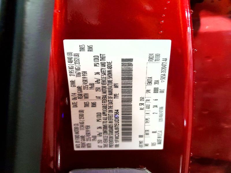 2014 Ford Escape მანქანა იყიდება აუქციონზე, vin: 1FMCU9J97EUD87564, აუქციონის ნომერი: 53285166