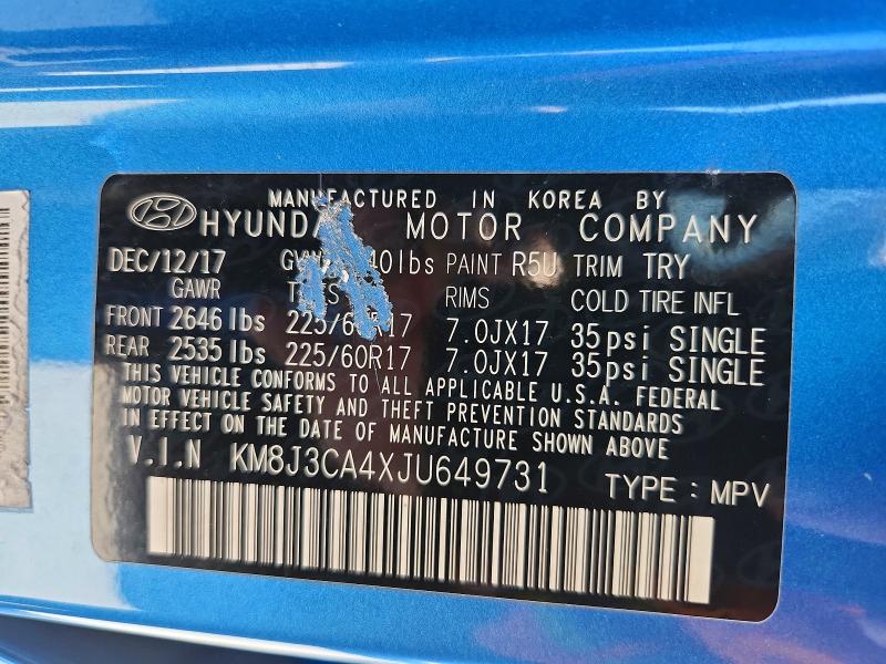 53326126 :رقم المزاد ، KM8J3CA4XJU649731 vin ، 2018 Hyundai Tucson مزاد بيع