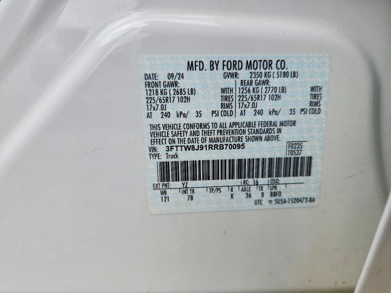 Продажа на аукционе авто 2024 Ford Maverick, vin: 3FTTW8J91RRB70095, номер лота: 53833176