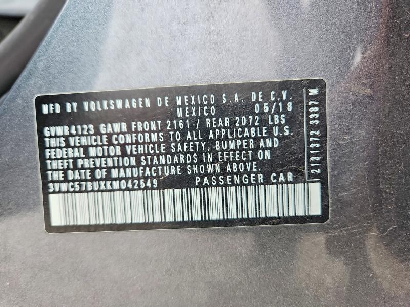 Aukcja sprzedaży 2019 Volkswagen Jetta, vin: 3VWC57BUXKM042549, numer aukcji: 53088126