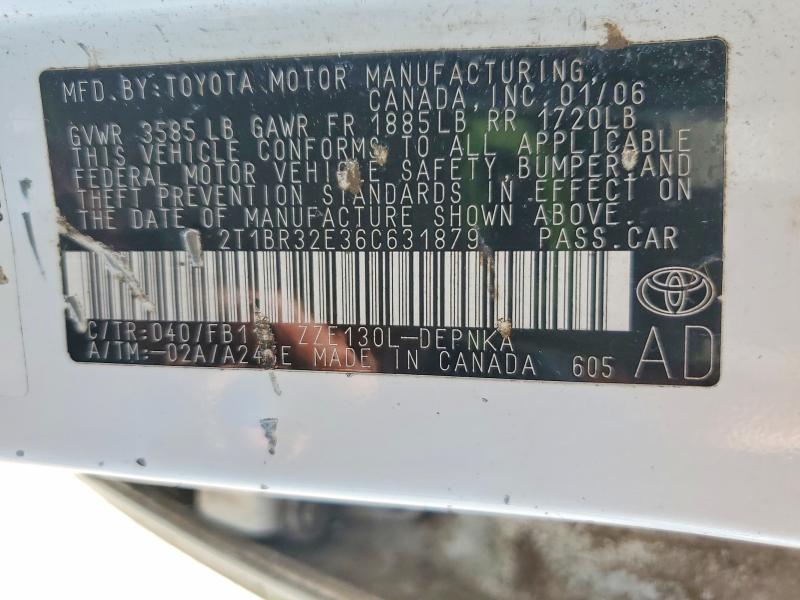 Aukcja sprzedaży 2006 Toyota Corolla, vin: 2T1BR32E36C631879, numer aukcji: 53420166