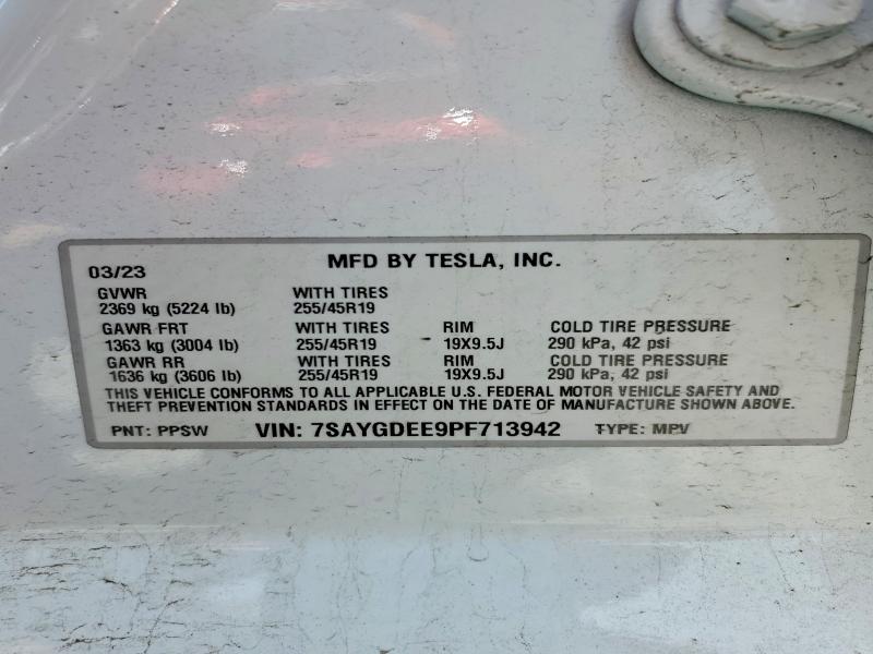 2023 Tesla Model Y მანქანა იყიდება აუქციონზე, vin: 7SAYGDEE9PF713942, აუქციონის ნომერი: 54351686