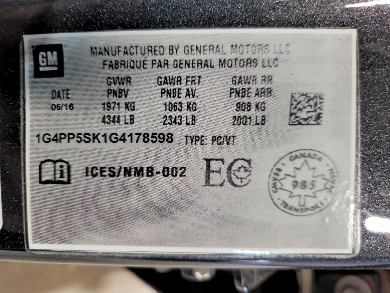 Aukcja sprzedaży 2016 Buick Verano, vin: 1G4PP5SK1G4178598, numer aukcji: 52093256