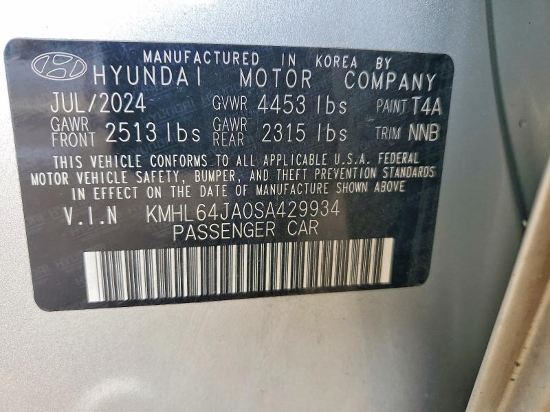 2025 Hyundai Sonata მანქანა იყიდება აუქციონზე, vin: KMHL64JA0SA429934, აუქციონის ნომერი: 53097376