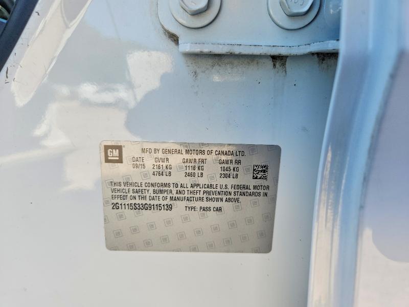 54303796 :رقم المزاد ، 2G1115S33G9115139 vin ، 2016 Chevrolet Impala مزاد بيع